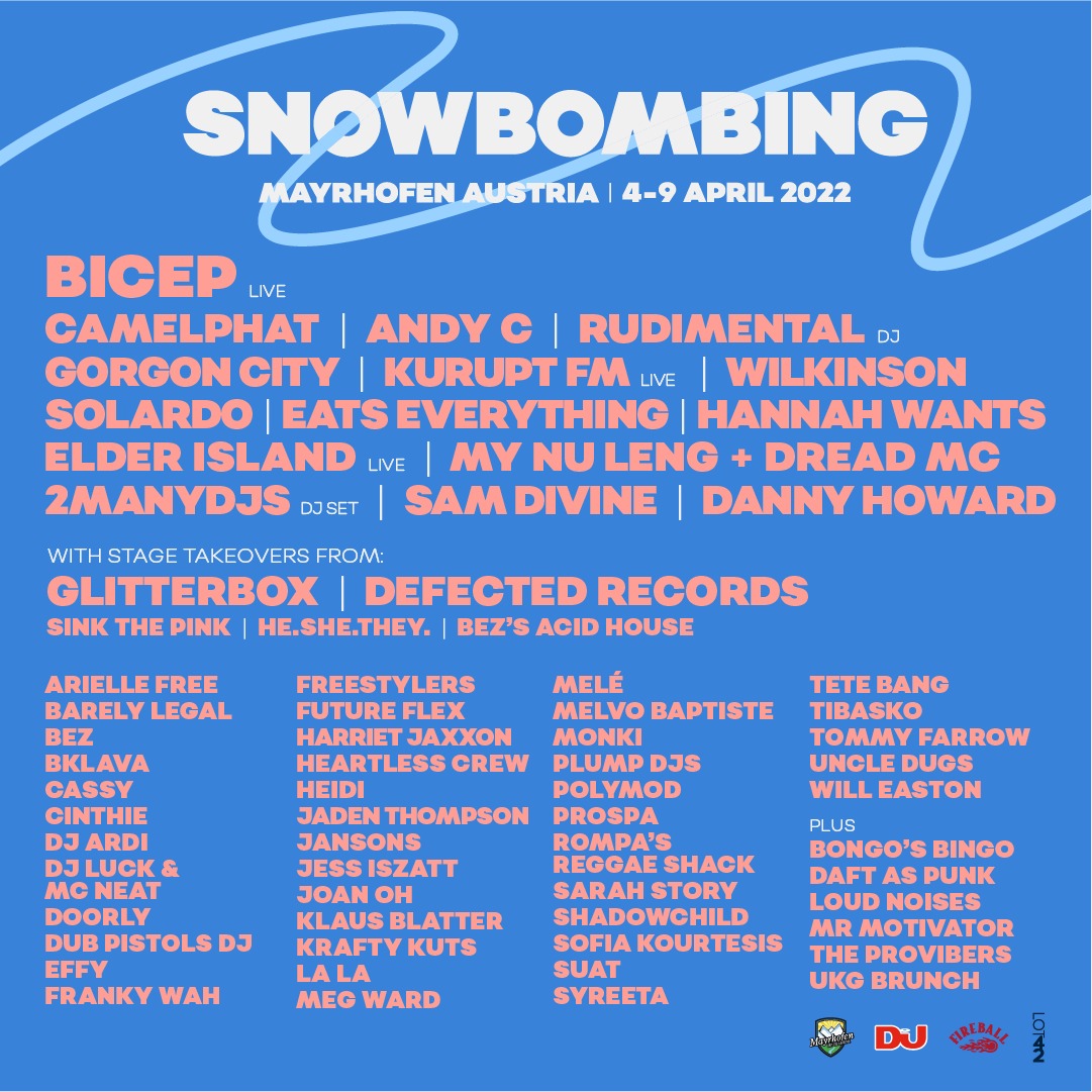 Snowbombing formalizes 2022 return with lineup featuring Bicep, CamelPhat, Gorgon City, and moreSB22 First Lineup Announcement Poster